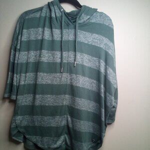 Calvin Klein Performance Pullover Shirt S Short Sleeve Hood Stripe Green